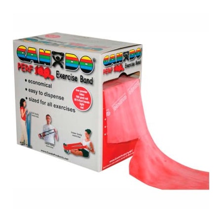 Fabrication Enterprises CanDo Perf 100 Low Powder Exercise Band, Red, 100 yd Roll, 1 Roll/Box 1202654